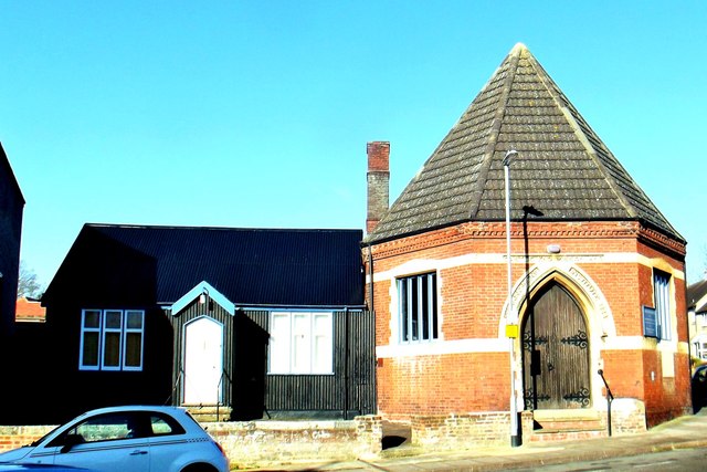 Castle End Mission with its corrugated extension