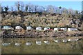 SO8346 : Caravan park at Clevelode reflected in the Severn by Philip Halling