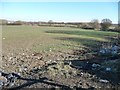 SE4509 : Rubbish-strewn field entrance, off Broad Lane by Christine Johnstone