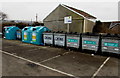 SN6312 : Recycling area in a corner of a town centre car park, Ammanford  by Jaggery