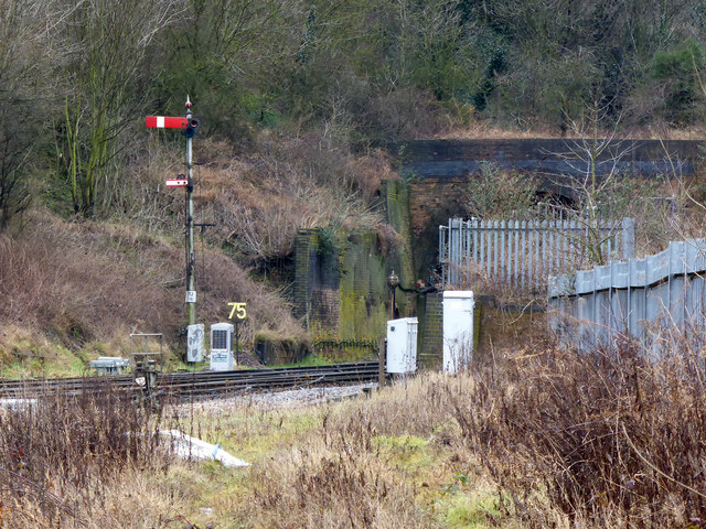 Railway - signal and tunnel mouth, Worcester