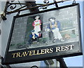 Sign for the Travellers Rest, Long Riston