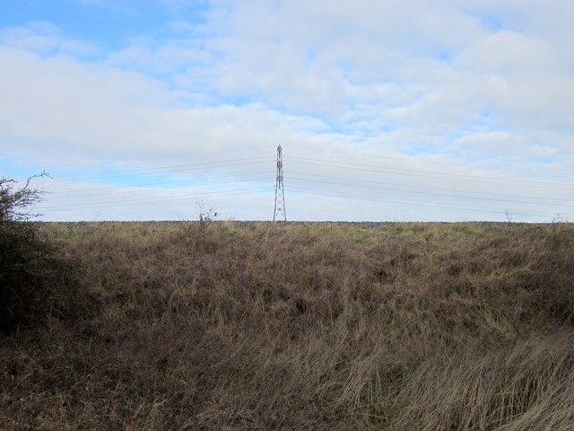 Railway Embankment and Pylon From A5 Lay-by Near Upton Magna