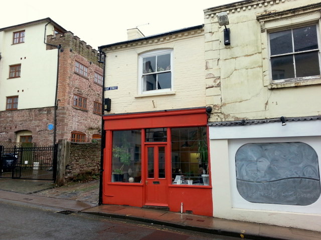Red shop front, High Street, Ross-on-Wye