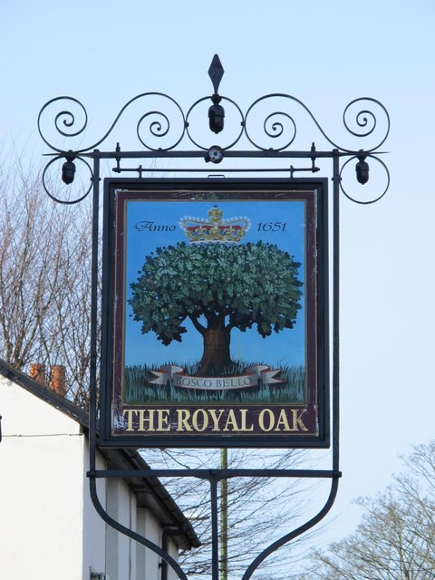 Sign for The Royal Oak, London Road / Hoe Lane, SG12