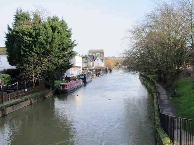 The River Lea (or Lee) east of the bridge at Amwell End, SG12