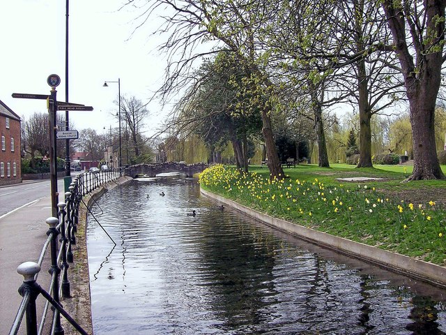 The riverside in South Street, Bourne, Lincolnshire