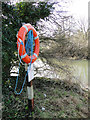 TG2521 : Lifebuoy near the roadbridge over the River Bure by Adrian S Pye