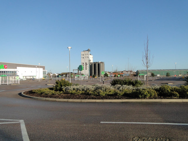 The grain silos in Commercial Road from the Asda car park