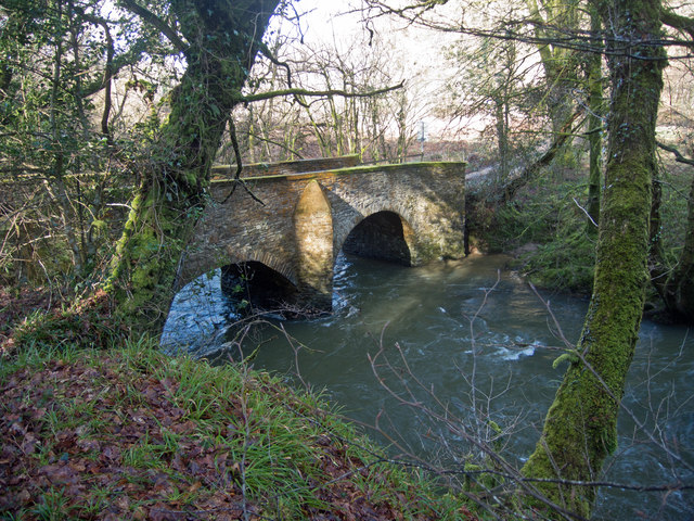 Cheldon Bridge on the Little Dart River as seen from upstream