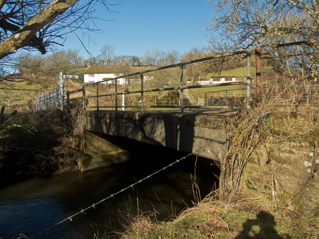 The downstream side of Witheridge Mill Bridge on the Little Dart River