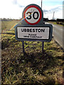 TM3271 : Ubbeston Village Name sign on the B1117 Ubbeston Green by Geographer