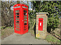 QEII telephone box, Victorian postbox at Brundish