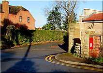 SO5339 : Queen Elizabeth II postbox in a Church Road wall, Tupsley, Hereford by Jaggery