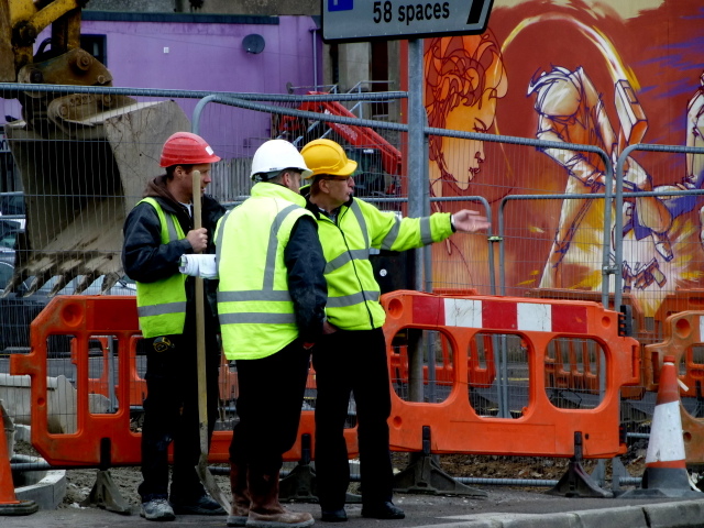 Construction workers, Supervalu site, Omagh