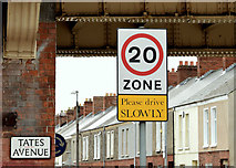 J3272 : 20 mph zone sign, Donegall Avenue, Belfast (March 2015) by Albert Bridge