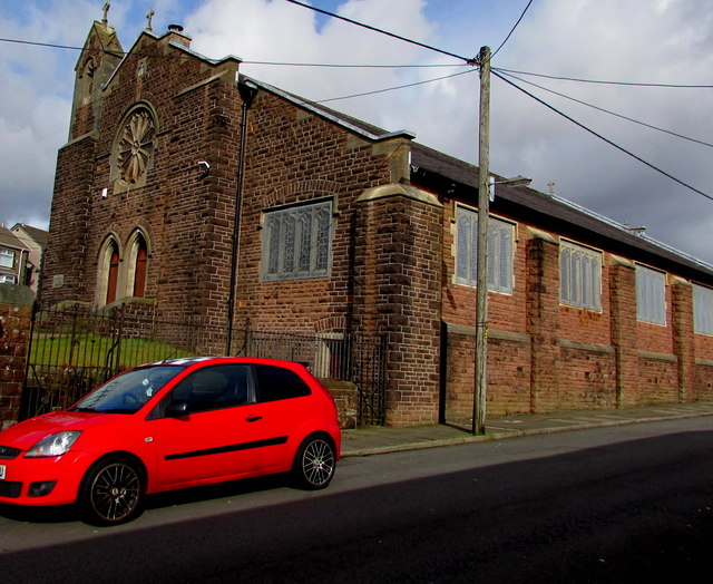 SW side of St Cynfelyn's Church in Caerau
