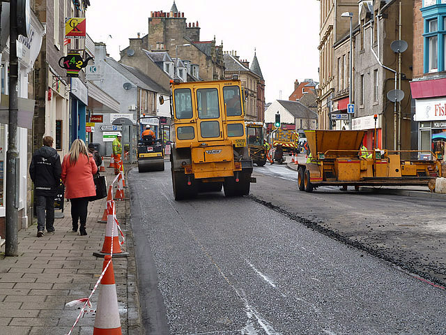 Road resurfacing works in High Street, Galashiels