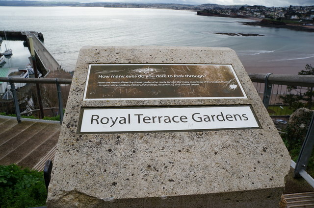 Plaque at the Royal Terrace Gardens, Torquay