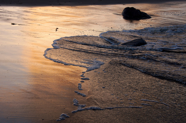 Sunset reflected on Norwick beach