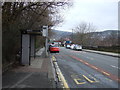 Bus stop and shelter on Rassbottom Street (B6176), Stalybridge