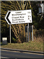 SU5867 : Roadsign on the A4 Bath Road by Geographer