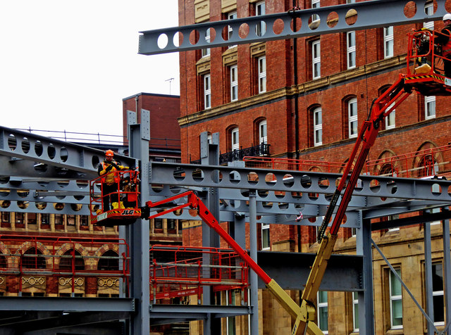 Steel structure being erected in Leeds by Elland Steel