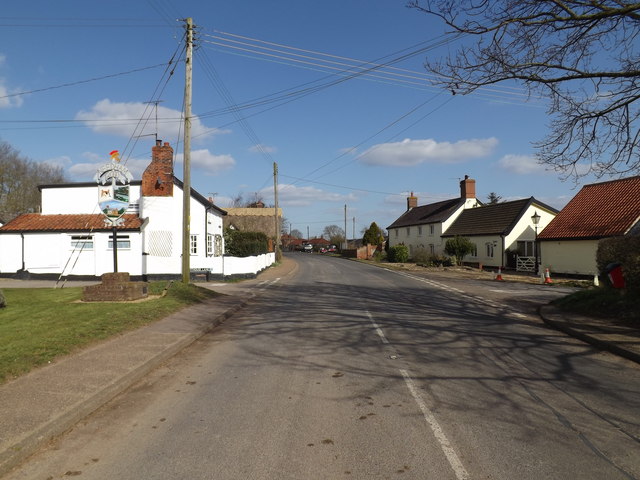High Road & Needham Village sign