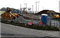 Electricity substation behind a construction site in Bromyard