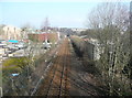 The Huddersfield to Sheffield Railway looking north from the footbridge at the top of Burbeary Road