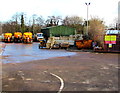 Yellow gritting lorries in a Panteg Way depot, Pontypool