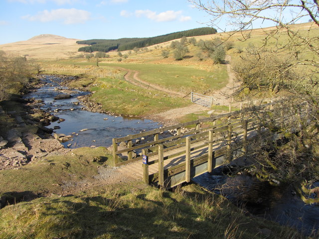 Ford and footbridge on the Nant Fechan