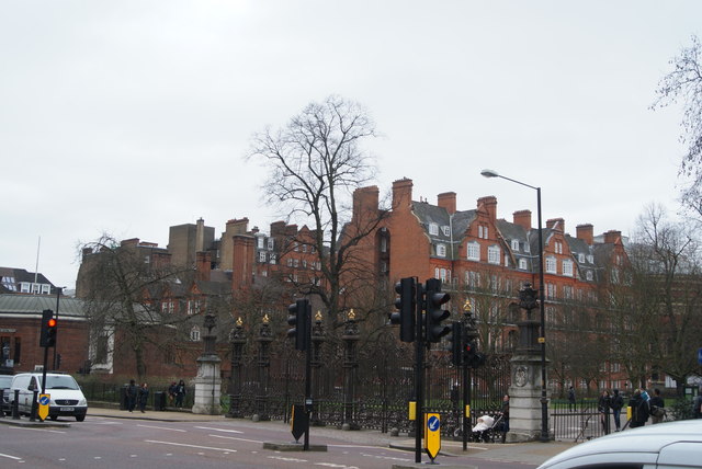 View of Royal Albert Hall Mansions from West Carriage Drive