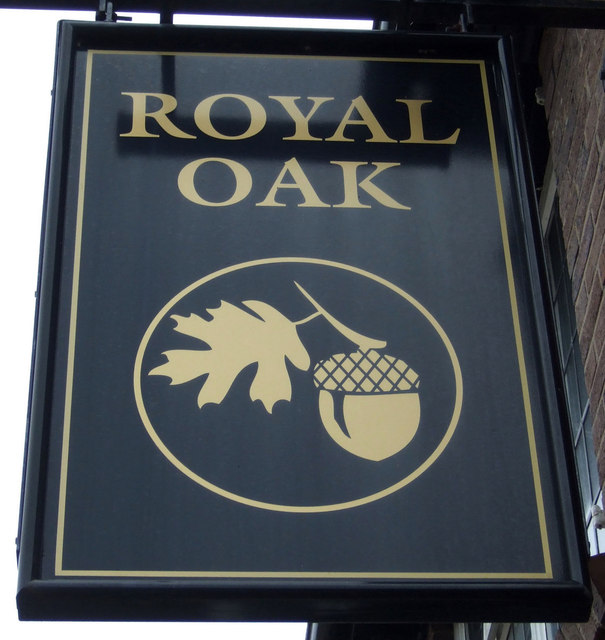 Sign for the Royal Oak pub, Edwinstowe