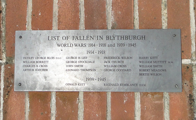 Blythburgh War Memorial plate