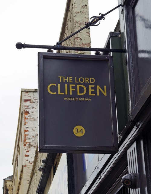 The Lord Clifden (2) - sign, 34 Great Hampton Street, Birmingham