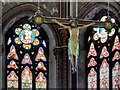 Hanging Crucifix and Stained Glass Window, Gorton Monastery