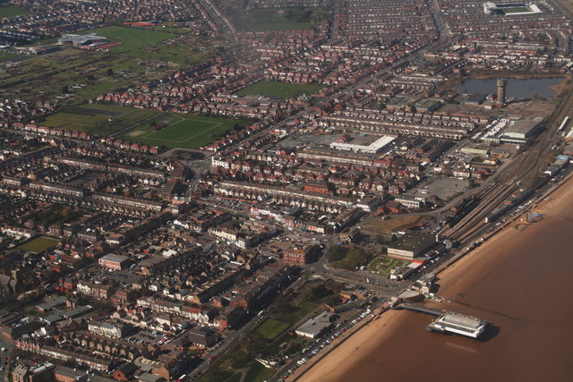 Across the pier: Cleethorpes (aerial 2015)