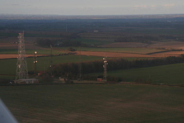 Cave Wold Radio Station, Riplingham, late afternoon in March:aerial 2015