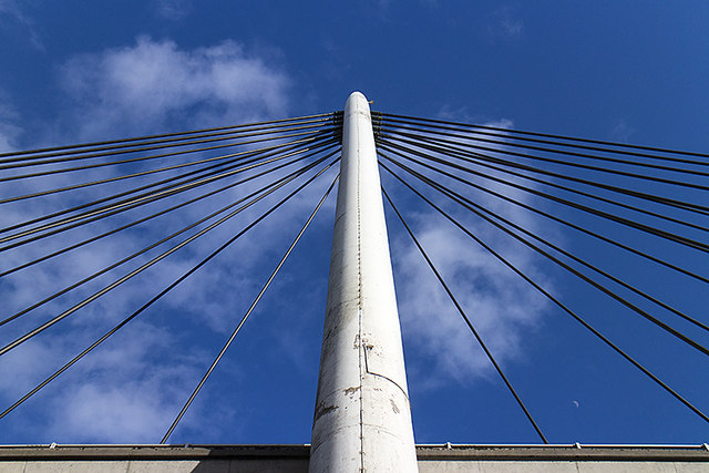 River Leven suspension bridge, detail view