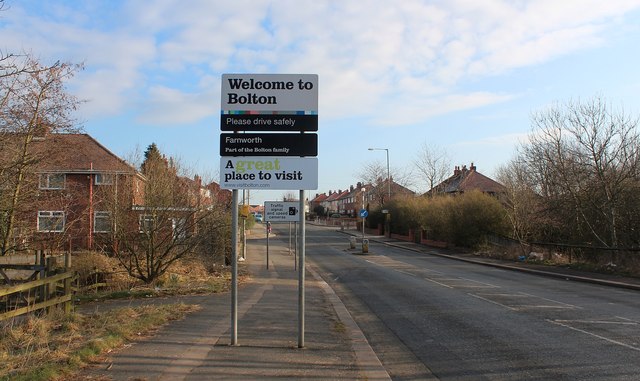 Welcome to Bolton sign, Farnworth