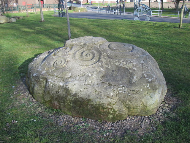 Cup and ring boulder, Gateshead Riverside Park