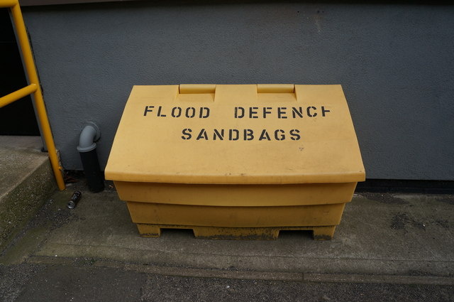 Flood defence sandbags on Tadman Street, Hull