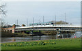 SK5638 : Tram on test crossing Wilford Bridge by Alan Murray-Rust