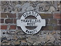 Durweston: old finger-post roundel at Travellers Rest