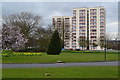 Flats seen across roundabout at New Addington