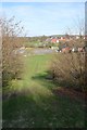 Bignall End: path down to football ground