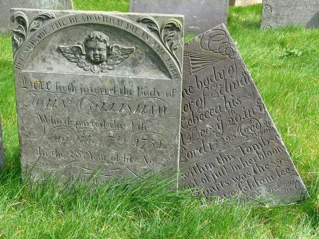 Hickling Churchyard - slate headstones