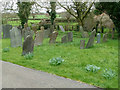 SK6929 : Hickling Churchyard - group of headstones by Alan Murray-Rust