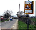 Maximum speed 20mph when lights flash, Greet Road, Winchcombe